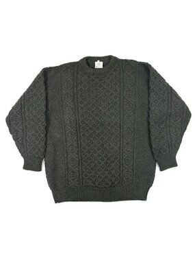 Bonner Ireland Mens Sweater Wool Fisherman Cable Knit Size XL Donegal Green